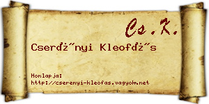 Cserényi Kleofás névjegykártya
